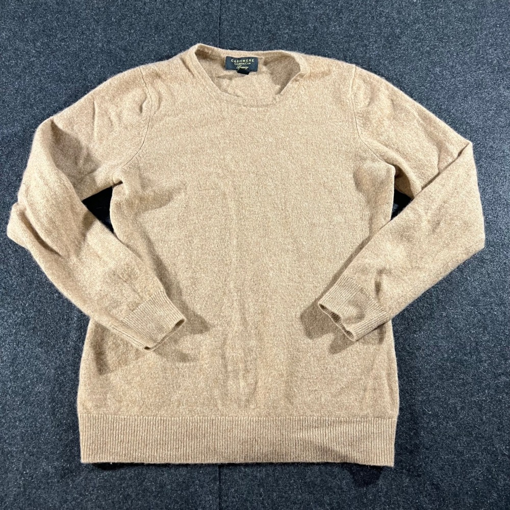 Charter Club Cashmere Sweater Womens Medium Tan Crewneck Long Sleeve Pullover
